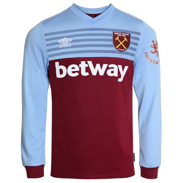 Camiseta West Ham United Primera equipo ML 2019-20 Azul Rojo